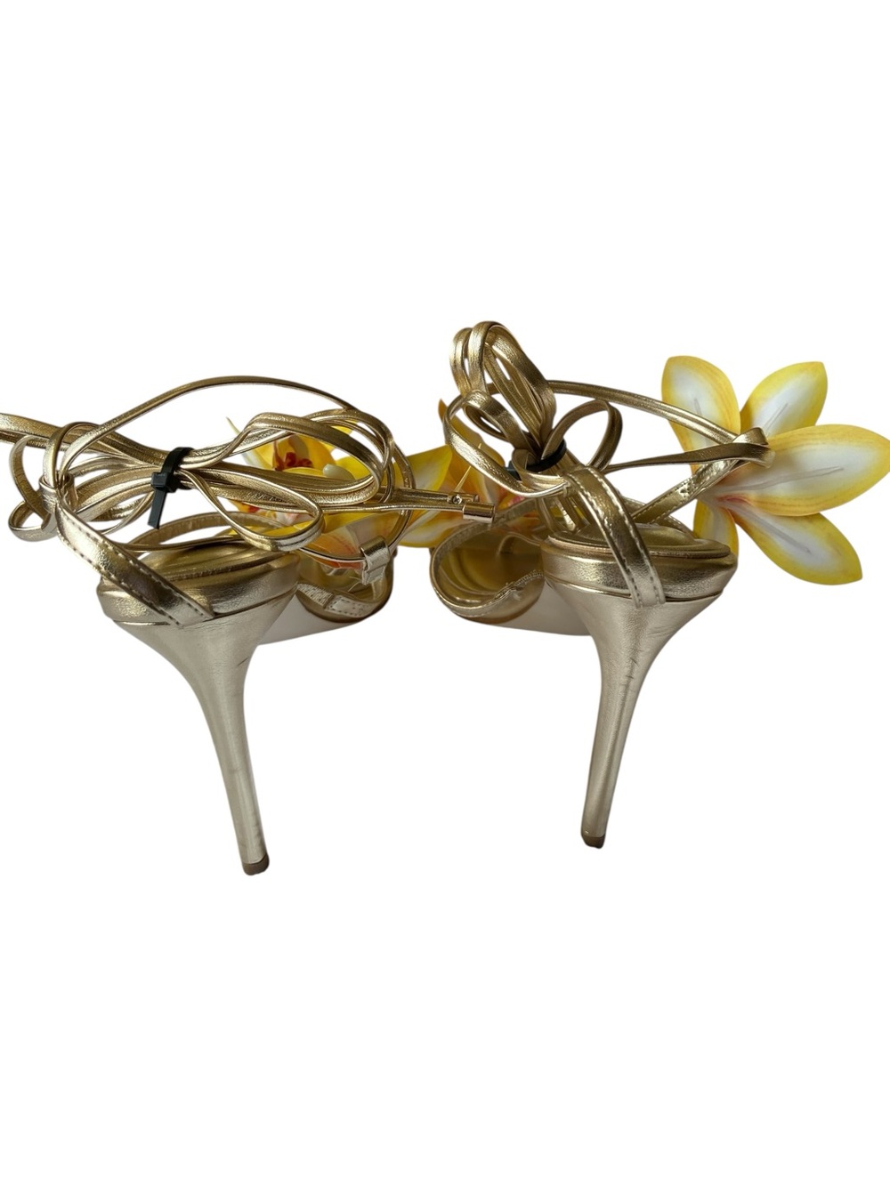 Azalea Wang Crescendo Metallic Floral Ankle Wrap Heels Size 9 NWOB - Picture 7 of 9